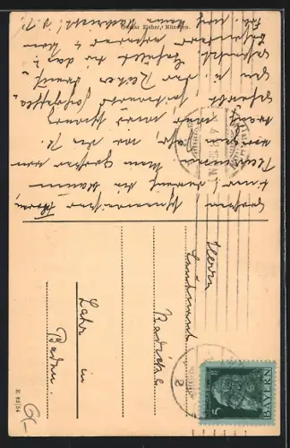 AK München, Siegestor mit Strassenpartie bei Nacht