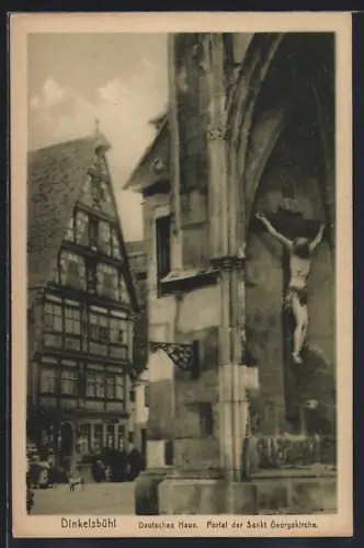 AK Dinkelsbühl, Deutsches Haus, Portal der Sankt Georgskirche