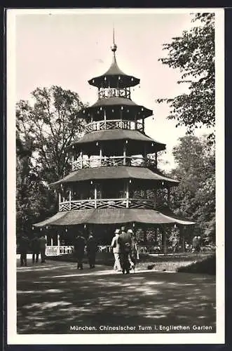 AK München-Schwabing, Chinesischer Turm im Englischen Garten