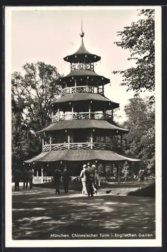 AK München-Schwabing, Chinesischer Turm im Englischen Garten