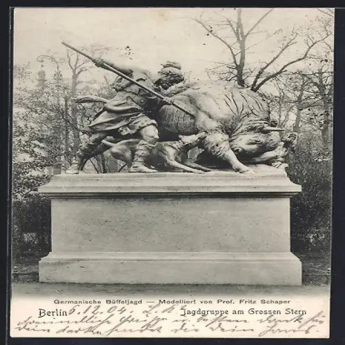AK Berlin-Tiergarten, Jagdgruppe am Grossen Stern