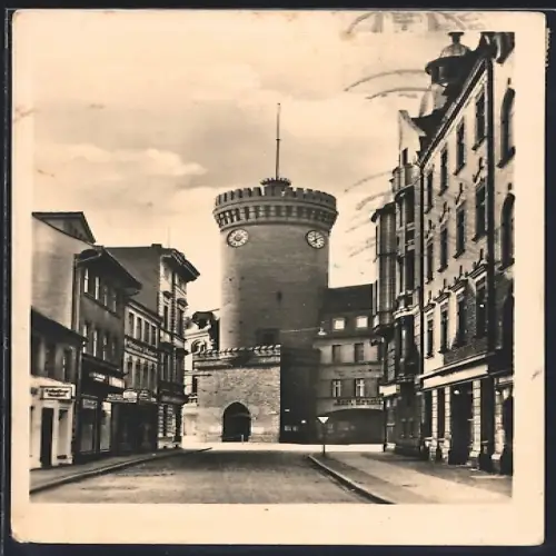 AK Cottbus, Burgstrasse mit Spremberger Turm