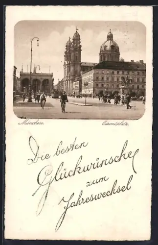 AK München, Odeonsplatz mit Denkmal und Strassenbahn