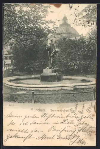 AK München, Brunnenbuberl