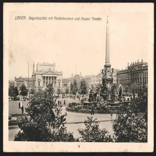 AK Leipzig, Augustusplatz mit Mendebrunnen und Neuem Theater