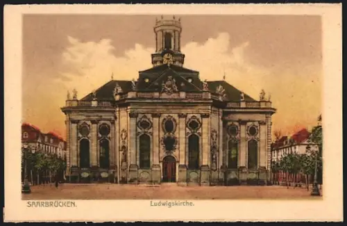 AK Saarbrücken, Blick auf die Ludwigskirche