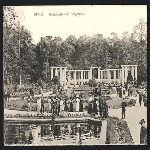 AK Berlin-Tiergarten, Leute im Rosengarten