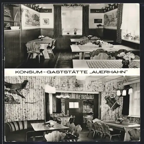 AK Rohrbach /Rudolstadt, Gaststätte Auerhahn, Innenansichten