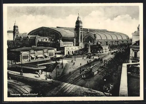 AK Hamburg-St.Georg, Blick zum Hauptbahnhof, Strassenbahn, Autos