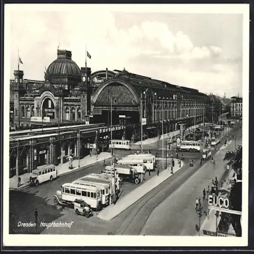 AK Dresden, Busse vor dem Hauptbahnhof