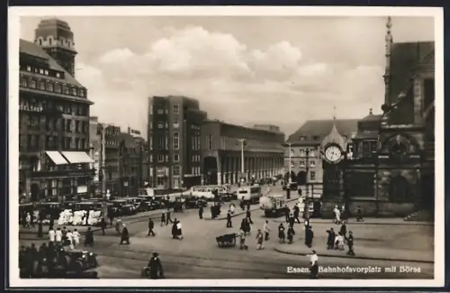 AK Essen, Bahnhofsvorplatz mit Börse