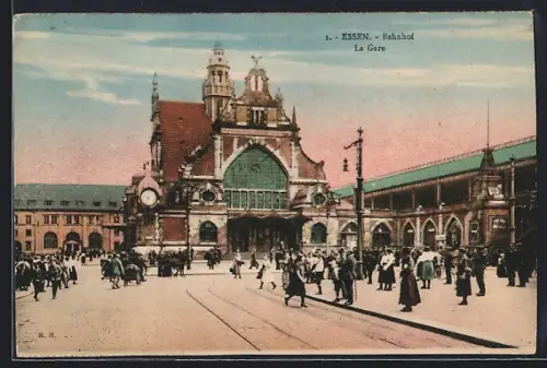 AK Essen / Ruhr, Partie am Bahnhof