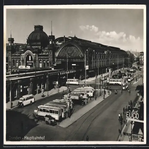 AK Dresden, Autobusse vor dem Hauptbahnhof