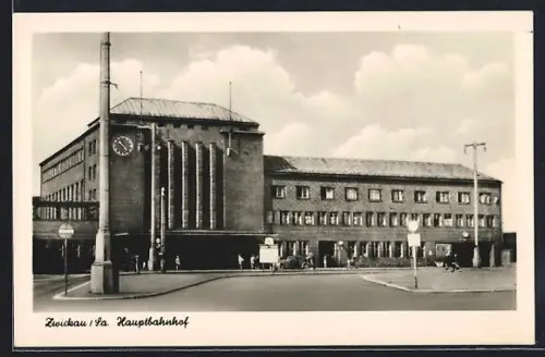 AK Zwickau /Sa., Partie am Hauptbahnhof