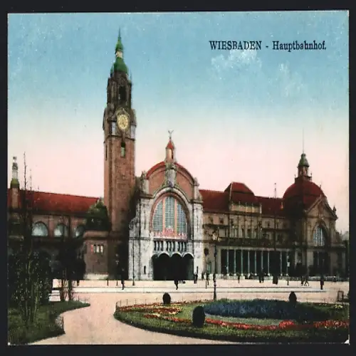 AK Wiesbaden, Blick auf den Hauptbahnhof