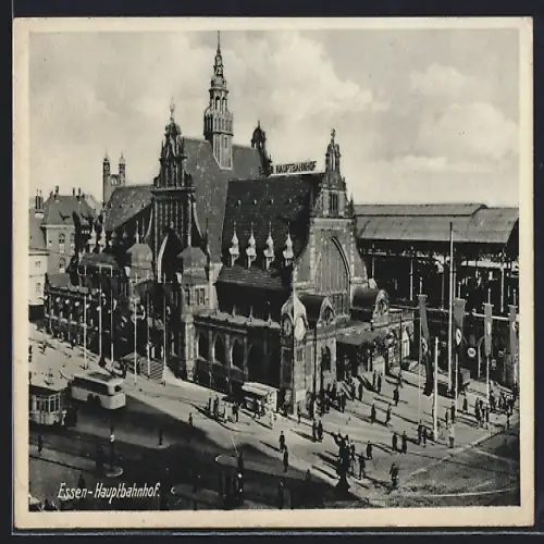 AK Essen, Hauptbahnhof mit Strassenbahn