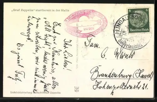 AK Luftschiff Graf Zeppelin LZ 127 startbereit in der Halle
