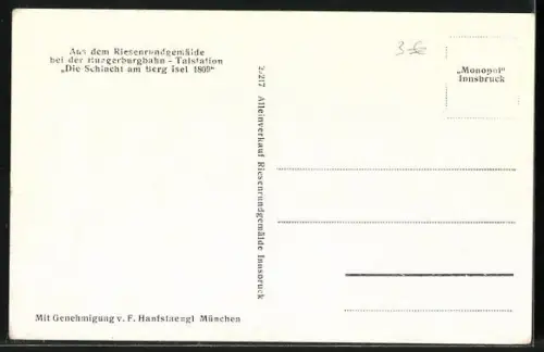 AK Ausschnitt des Riesenrundgemäldes Die Schlacht am Berg Isel 1809, Peter Mayrgruppe, Andreas Hofer