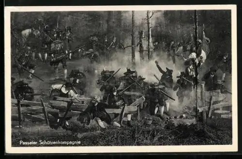 Künstler-AK Die Schlacht am Berg Isel, Passeier Schützenkompagnie