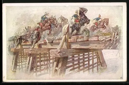 AK Rotes Kreuz Nr. 239: 10. Dragonerregiment erstürmt Brücke