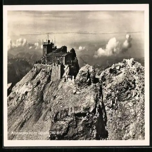 AK Münchner Haus, Berghütte auf der Zugspitze