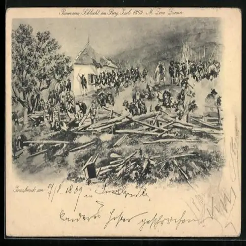 Künstler-AK Zeno Diemer: Panorama der Schlacht am Berg Isel 1809