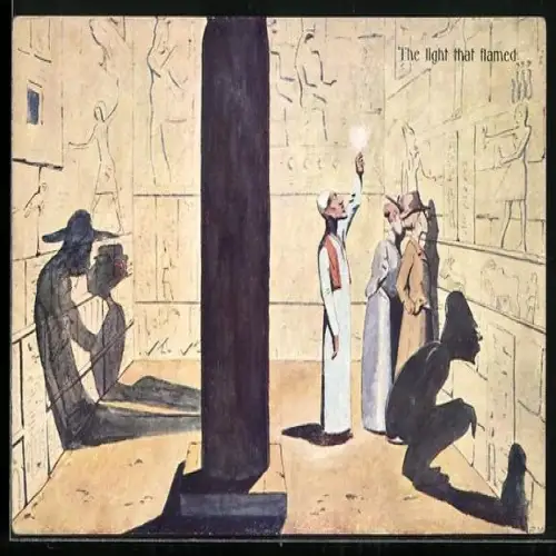 Künstler-AK Rudolf Pick: The light that flamed, Scherz, Szene in Pyramide