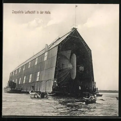 AK Zeppelin`s Luftschiff in der Halle