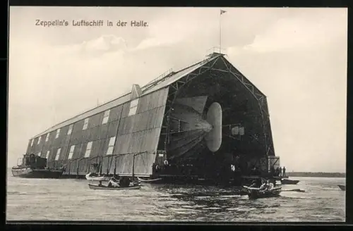 AK Zeppelin`s Luftschiff in der Halle
