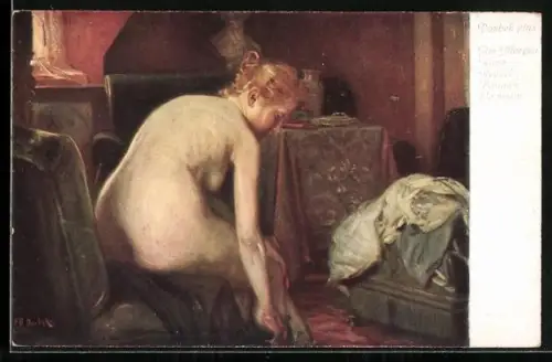 Künstler-AK Franz Doubek: Nackte Frau am Morgen