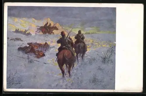 AK Rotes Kreuz Nr. 65, Türkische Kavallerie schlägt eine russ. Patrouille in die Flucht