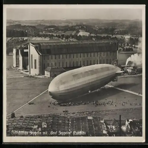 AK Luftschiffbau Zeppelin, Werft mit LZ 127 Graf Zeppelin