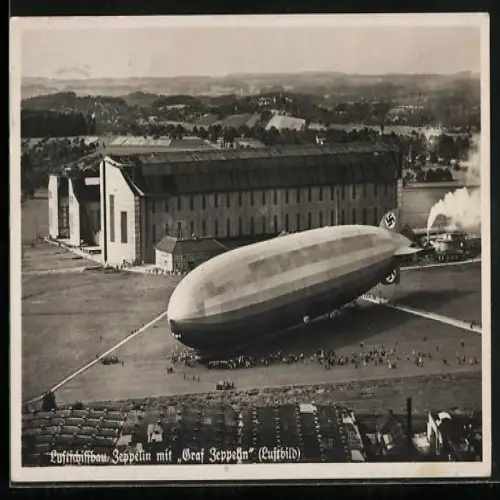 AK Luftschiffbau Zeppelin, Werft mit LZ 127 Graf Zeppelin