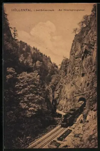 AK Höllental, Eisenbahn am Hirschsprungtunnel