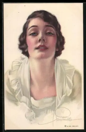 Künstler-AK sign. Armstrong: Junge Dame mit schmelzendem Blick