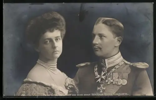 AK Portrait des Paares Prinz Eitel Friedrich von Preussen