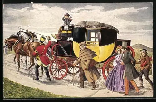 AK Eilpost mit Bergvorgespann, 1848