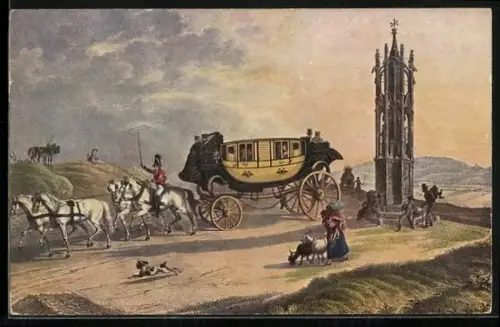 AK Post, K. K. Eilpost im 18. Jhd., Postkutsche