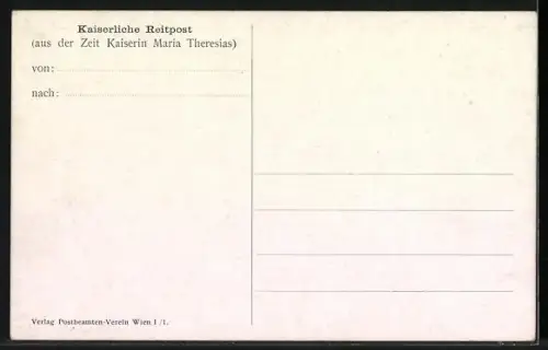 Künstler-AK Kaiserliche Reitpost, Mann zu Pferd muss schnell einen Brief zu stellen