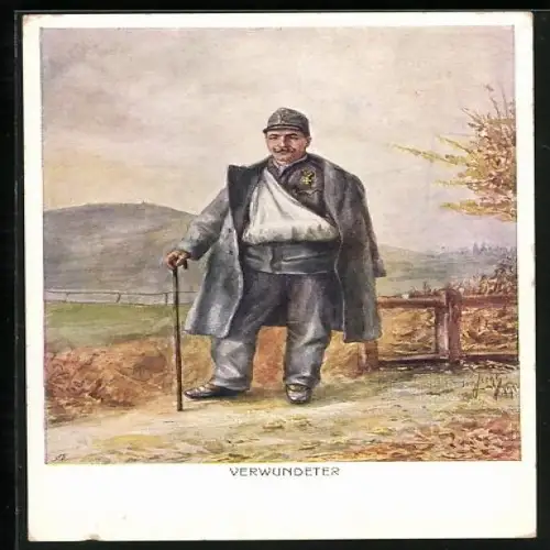 AK Nr.: 21-4, Kriegshilfsbüro, Rotes Kreuz, Invaliden-Hilfsaktion, Verwundeter