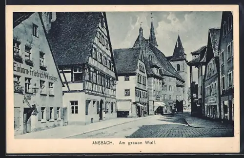 AK Ansbach / Bayern, Gasthaus Grauer Wolf, Gasthaus zum Einhorn, Inh. Friedrich Wiesinger