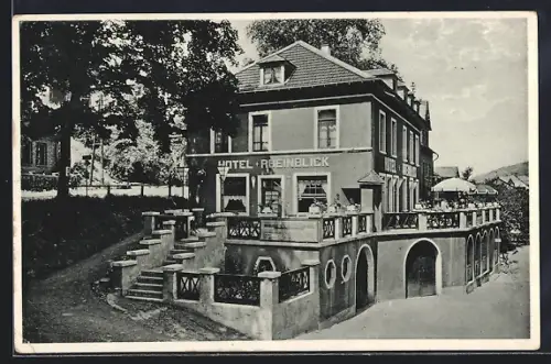 AK Trechtingshausen /Rh., Hotel-Restaurant Rheinblick Fr. Gaenz, Gebäudeansicht