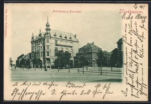 AK Nordhausen, Gasthof Krystall-Palast mit Strassenpartie