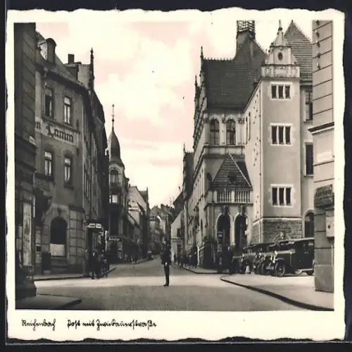AK Reichenbach /Vogtland, Zwickauer Strasse mit Post