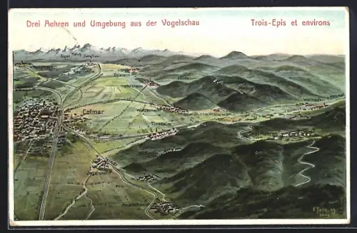 AK Trois-Épis, Vue aérienne de la région avec montagnes et vallées