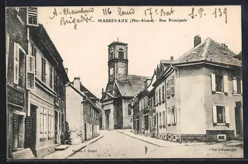 AK Masevaux /Hte-Alsace, Rue Principale et église au fond