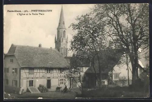 AK Pfetterhausen /Haute-Alsace, L`Église et la Petite Place