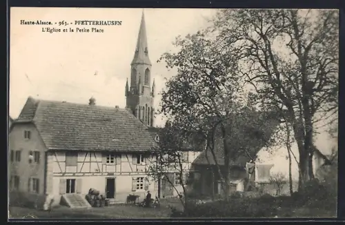 AK Pfetterhausen /Haute-Alsace, L`Église et la Petite Place