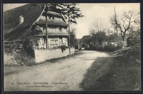 AK Retzwiller /Haute-Alsace, Vue pittoresque, type de maison alsacienne