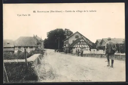 AK Retzwiller /Hte-Alsace, Entrée du village de la tuilerie
